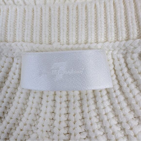 7 For All Mankind Sz M Knit Blouson Sleeve Sweater Cream Boho  Cotton Blend Soft - Picture 13 of 16